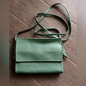 Boho Crossbody Purse Green Faux Leather Frog Floral Interior Small Shoulder Bag